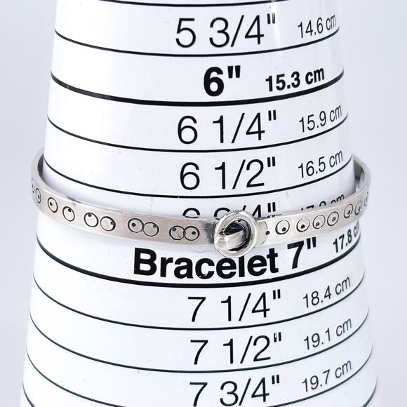 Vintage Sterling Silver 925 Buckle Motif Bangle Bracelet - Picture 7 of 9